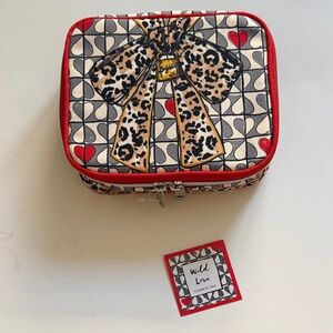 Brighton Red, Black & Cream Leopard Bow jewelry or Cosmetic Case, NWT